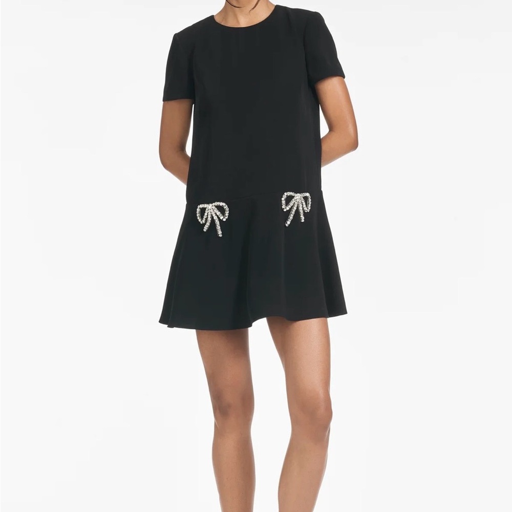 Sachin + Babi Black Mini Dress with rhinestone Bow Details